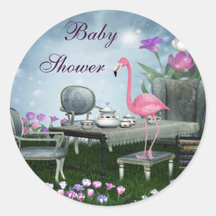 Wunderland Flamingo Baby Shower Aufkleber