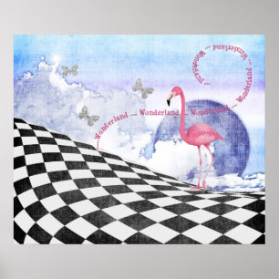 Wunderland Rosa Flamingo Fantasy Kunstposter Poster