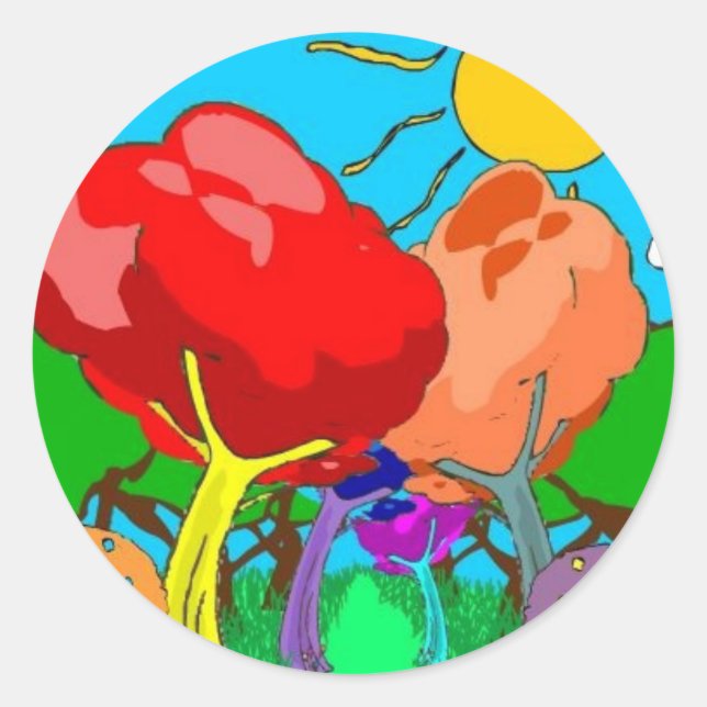 Wunderland Runder Aufkleber (Vorderseite)