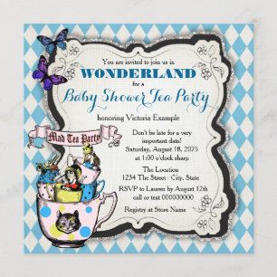Wunderland Verrückter Hatter Teeparty Baby Shower Einladung