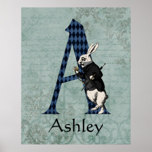Wunderland Weißer Hase Buchstabe A Poster