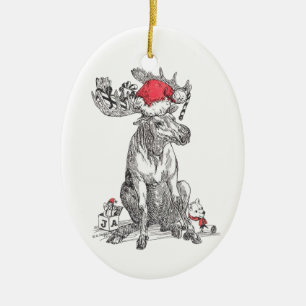Wunderliche Alaska-Tier-Weihnachtsoval-Verzierung Keramik Ornament
