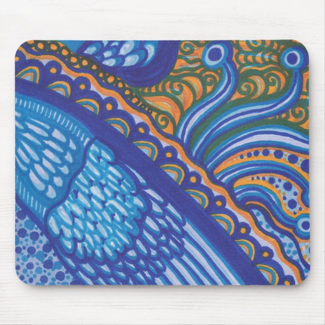 Wunderliche blaue Federn und Spitze Mousepad (Vorne)