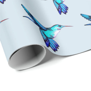 Wunderliche blaue Kolibris Geschenkpapier