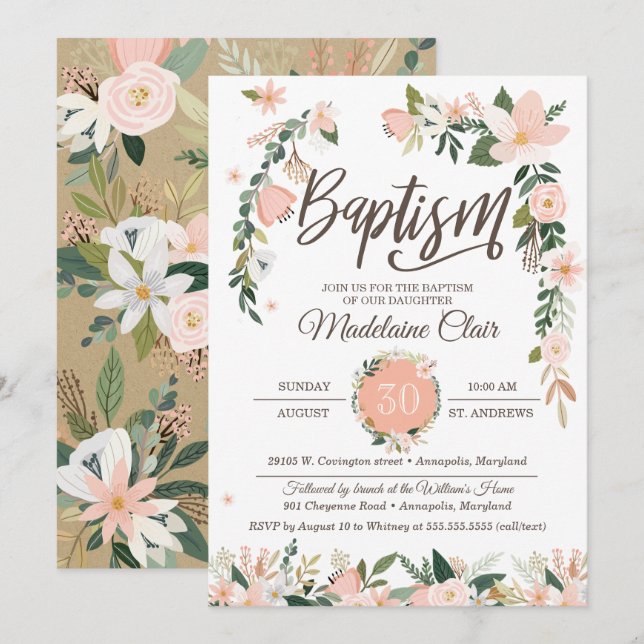 Wunderliche Blumen erröten rosa u. weiße Einladung (Vorne/Hinten)