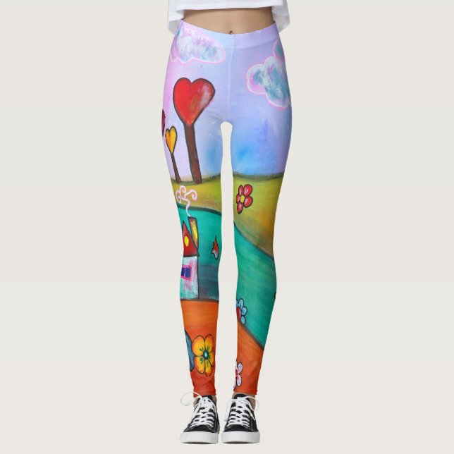Wunderliche Boho magische bunte Spaß-Kunst-Fee Leggings (Vorderseite)