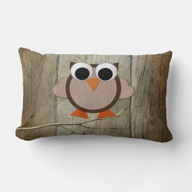 Wunderliche Eule u. Holz Lendenkissen (Vorderseite)