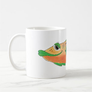 Wunderliche Fisch-Grafik in der Orange und im Grü Kaffeetasse