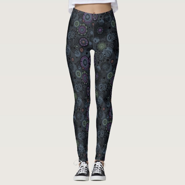 Wunderliche gemusterte Leggings-Grau-mit Leggings (Vorderseite)