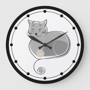 Wunderliche Katzen-Wanduhr Große Wanduhr