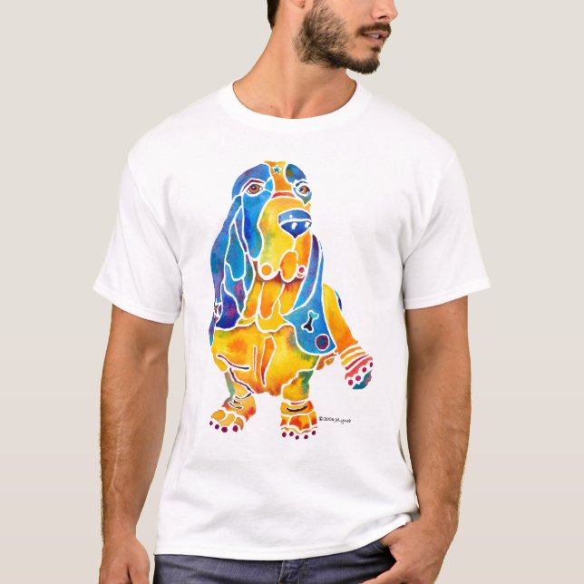 Wunderliche Kunst Basset Hounds T-Shirt (Vorderseite)
