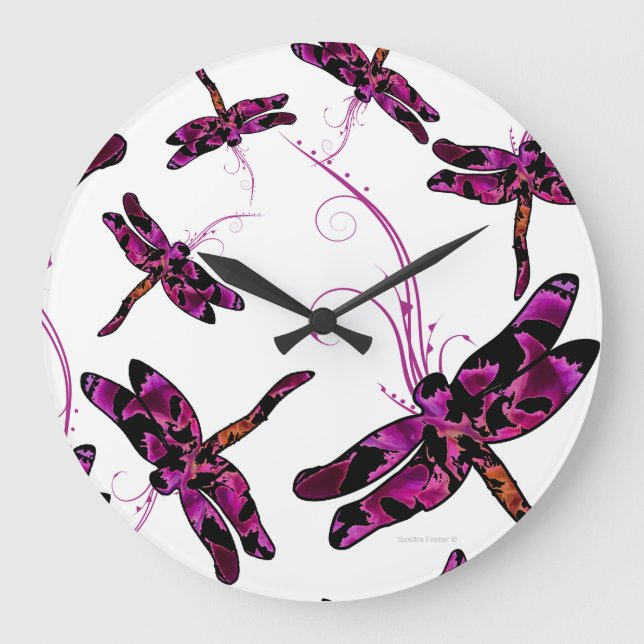 Wunderliche Libellen Große Wanduhr (Vorderseite)