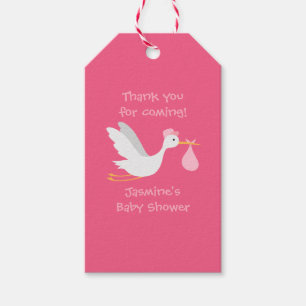 Wunderliche Mädchen-Storch-Babyparty Geschenkanhänger