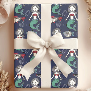 Wunderliche Meerjungfrau & Meereslebewesen Ozean Geschenkpapier