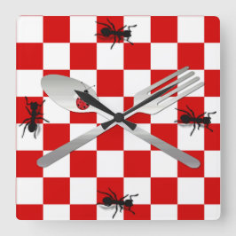 Wunderliche Picknick-Küchen-Wanduhr Quadratische Wanduhr