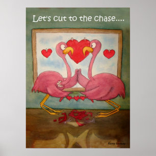 Wunderliche rosa Flamingo-Herz-Liebe Kerra Lindsey Poster