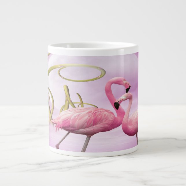 Wunderliche rosa Flamingo-Tunnel-bohrwagenTasse Jumbo-Tasse (Vorderseite)