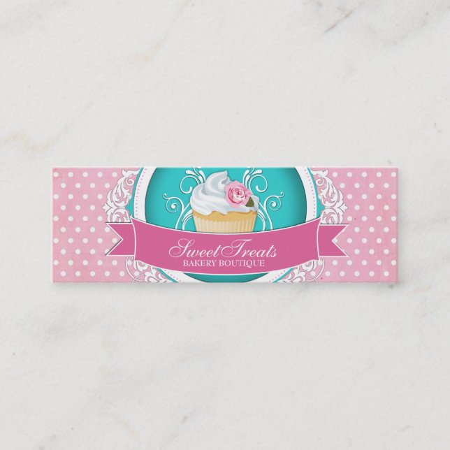 Wunderliche und elegante Kuchen-Bäckerei-Umbauten Mini Visitenkarte (Vorderseite)