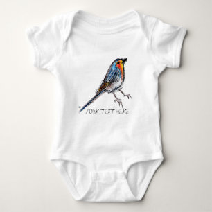 Wunderliche Vogel-Robin-Illustration Baby Strampler
