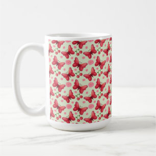 Wunderliche Wasserfarbenschmetterling- und Kirschm Kaffeetasse