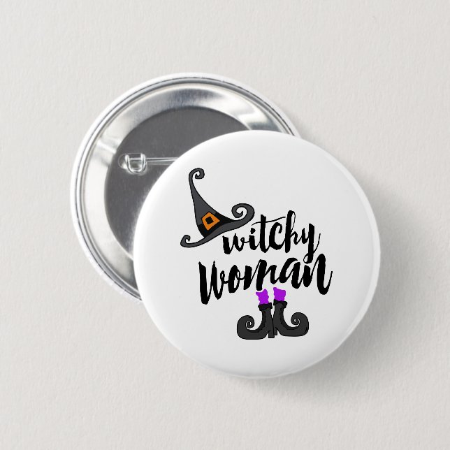 Wunderliche Witchy Frau Halloween Button (Vorne & Hinten)