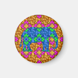 Wunderlicher bunter Paisley-Druck-Zirkus-Elefant Magnet
