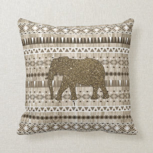 Wunderlicher Elefant-Stammes- Muster auf hölzerne Kissen