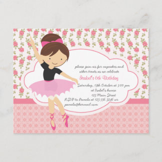 Wunderlicher Girly rosa Ballerina-mit Einladung