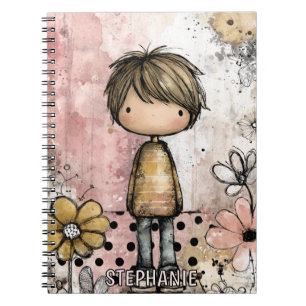 Wunderlicher Junge Aquarell mit floralen Akzenten Notizblock