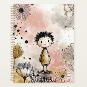 Wunderlicher Junge Wasserfarbe mit floralen Akzent Planer
