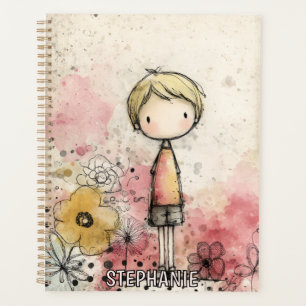 Wunderlicher Junge Wasserfarbe mit floralen Akzent Planer