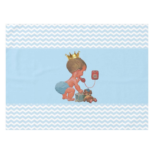 Wunderlicher kleiner Prinz auf Telefon-Babyparty Tischdecke (Vorderseite (Horizontal))