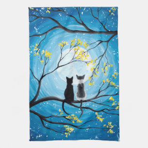 Wunderlicher Mond mit Katzen Handtuch