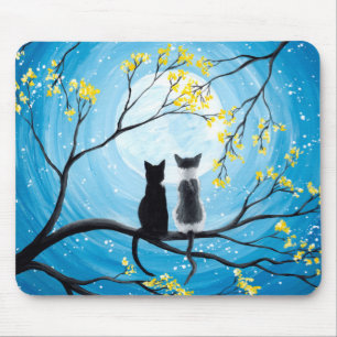 Wunderlicher Mond mit Katzen Mousepad