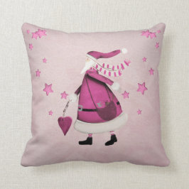 Wunderlicher rosa Retro Vintager Weihnachtsmann Kissen