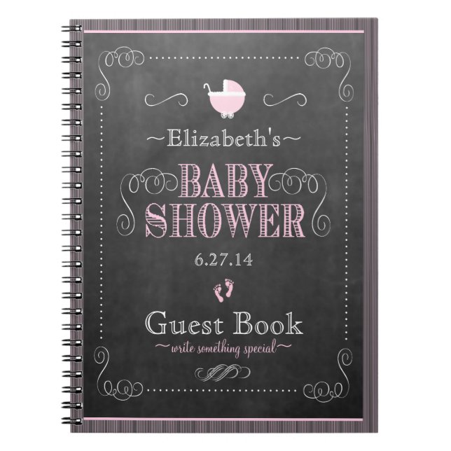 Wunderlicher rosa Tafel-BabypartyGuestbook Notizblock (Vorderseite)