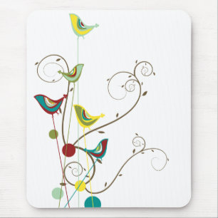 Wunderlicher Sommer-Vogel-Wirbels-moderne Mousepad
