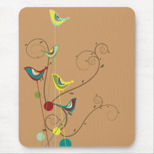 Wunderlicher Sommer-Vogel-Wirbels-moderne Mousepad