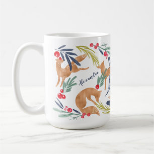 Wunderlicher Wald Foxes festliches Laub des Kaffeetasse