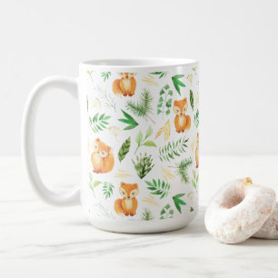 Wunderlicher Watercolor Foxes und verlässt Tasse