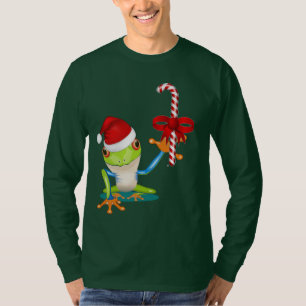 Wunderlicher Weihnachtsfrosch und Zuckerstange-T - T-Shirt