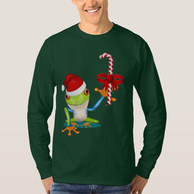 Wunderlicher Weihnachtsfrosch und Zuckerstange-T - T-Shirt (Vorderseite)