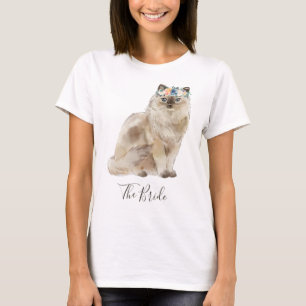 Wunderliches Aquarell-Blumenbraut-Katze T-Shirt