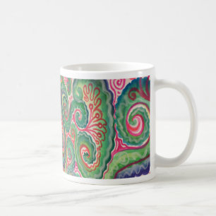 Wunderliches Aquarell: Rosa und hellgrünes Tasse