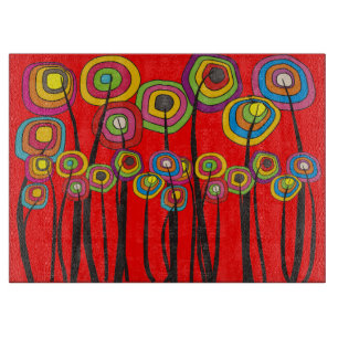 Wunderliches Blumen-Ausschnitt-Brett ROT Schneidebrett