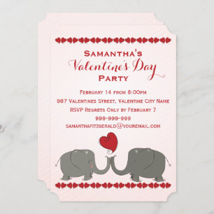 Wunderliches Elefant-Valentinstag-Party Einladung