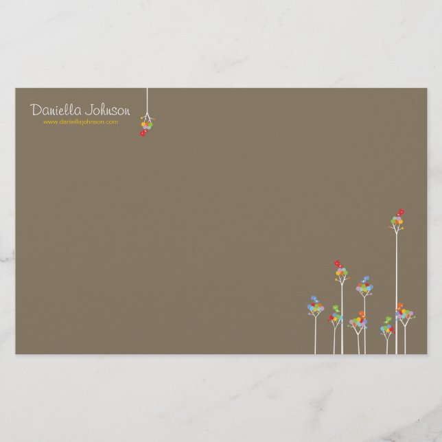 Wunderliches niedliches tweeten Vogel-bunte Briefpapier (Vorderseite)