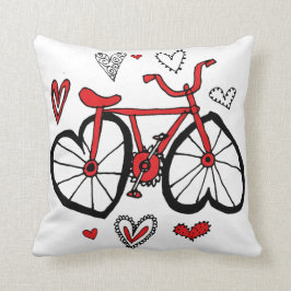 Wunderliches rotes Herz-Valentinsgruß-Fahrrad Kissen