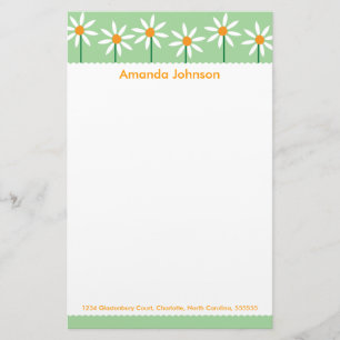 Wunderliches weiße Gänseblümchen-personalisiert Briefpapier