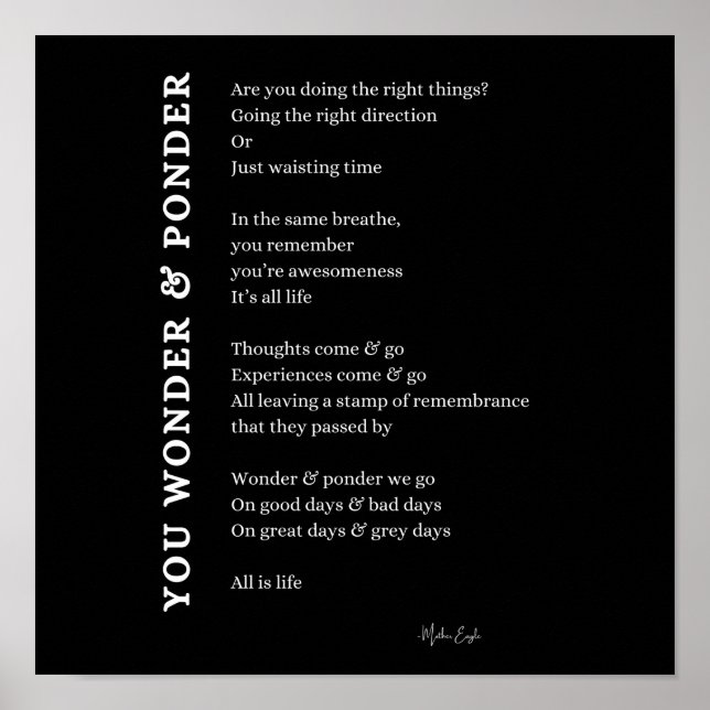 Wundern Sie sich selbst Liebe Pflegegegegedicht Pl Poster (Vorne)